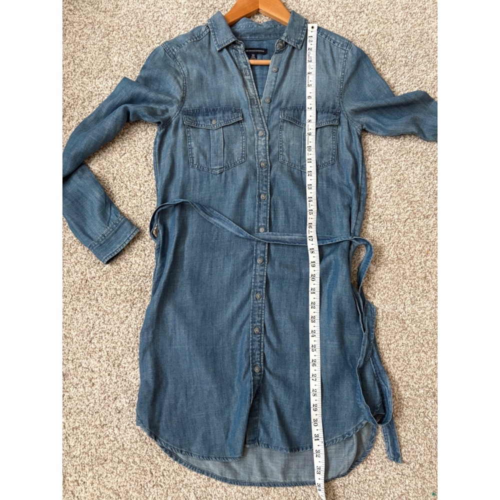 AEO Chambray Western Cowgirl Coastal Indie Blue Lyocell Denim Shirt Dress XXS - Picture 6 of 6